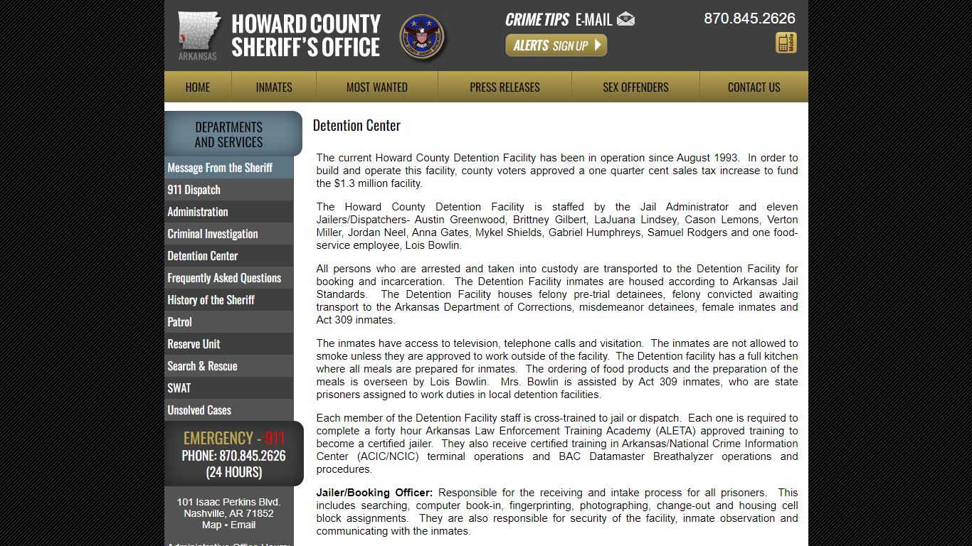 Detention Center - Howard County Sheriff AR